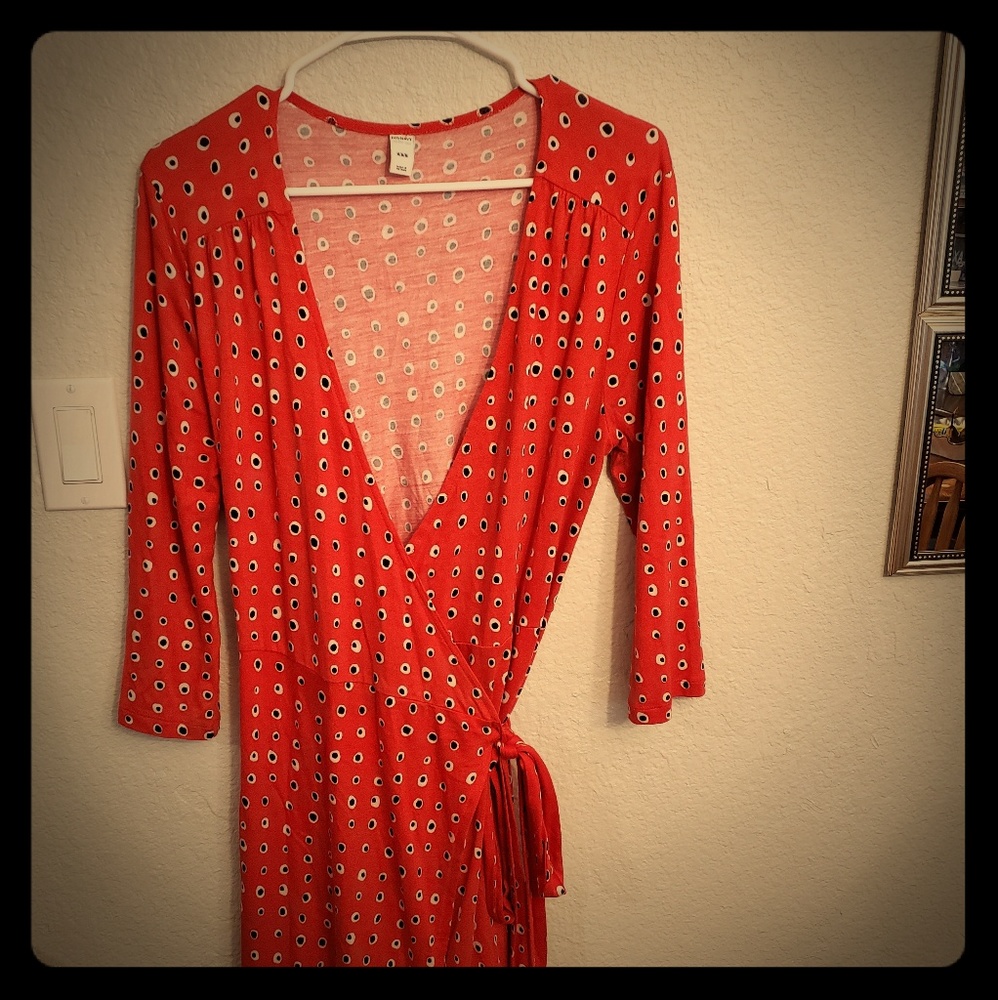 Red wrap dress by Old Navy 3/4 sleeve